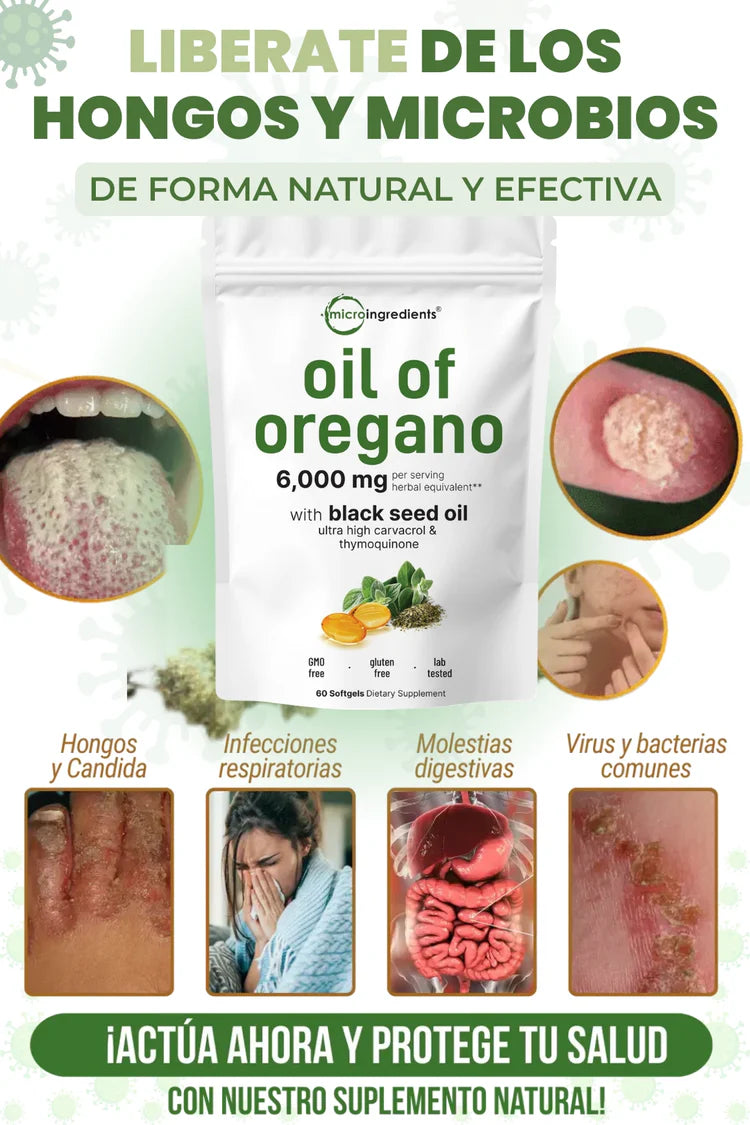 Aceite de oregano-Liberate de los hongos y microbios