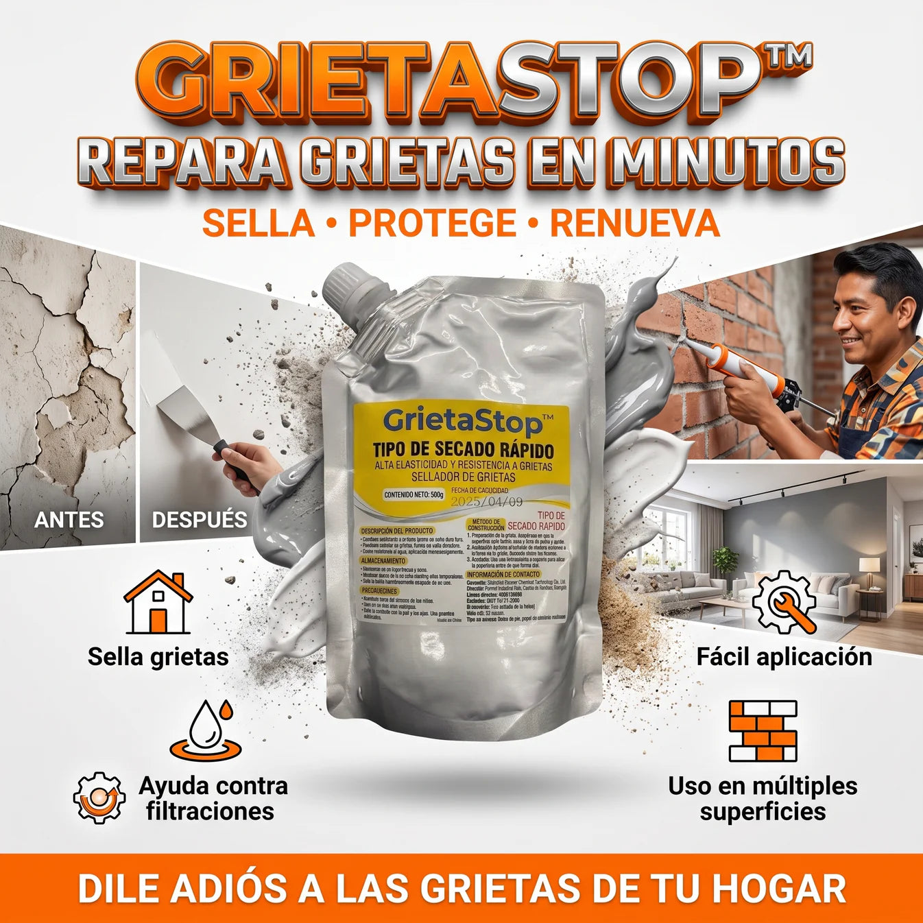 GrietaStop™ Polímero Sellador De Grietas x 500g
