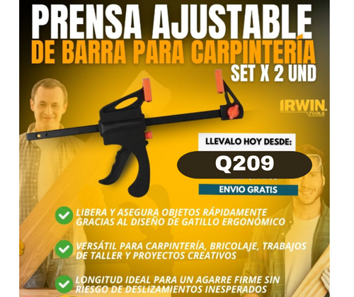 PRENSA AJUSTABLE DE BARRA PARA CARPINTERÍA | IRWIN®