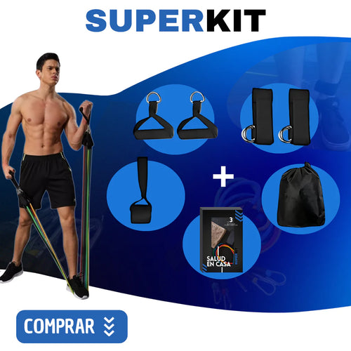 SuperKit 11 Piezas | Combo Bandas Elásticas Tubulares + Guía Ejercicios