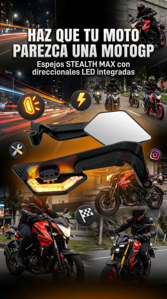 Espejo STEALTH MAX con direccionales LED integradas