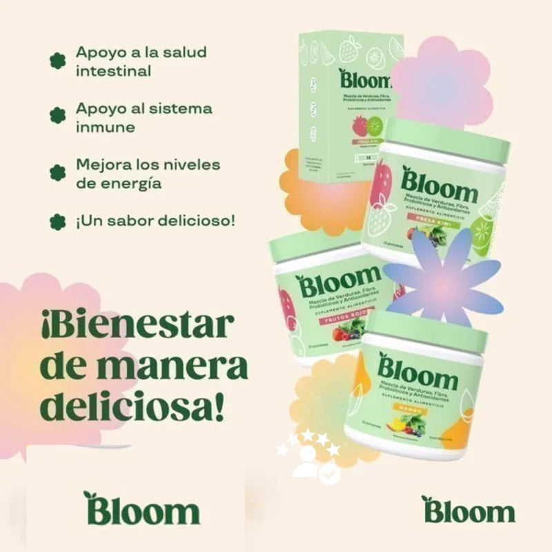 BLOOM®-Mezcla de Verduras, Antioxidantes y Probióticos en polvo Frutos Rojos