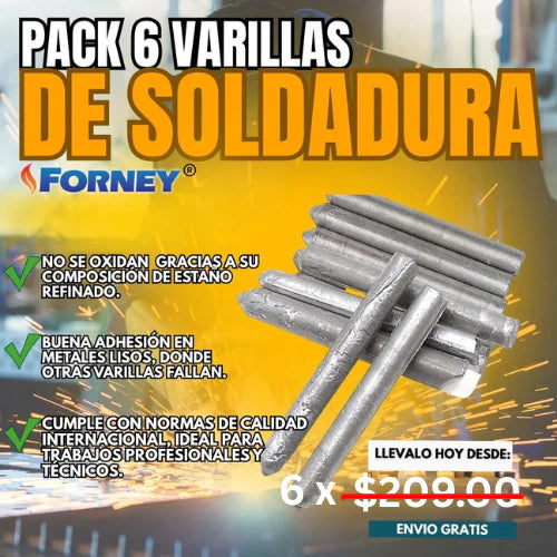 PACK X 6 VARILLAS DE SOLDADURA FORNEY®