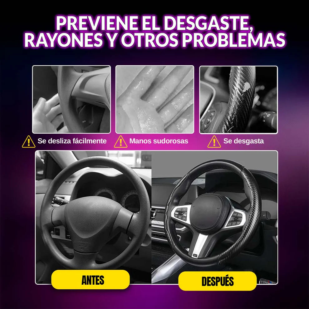 CarbonDrive Pro 🚗 Protector de Volante estilo Fibra de Carbono 🎁HOY ENVÍO GRATIS🎁